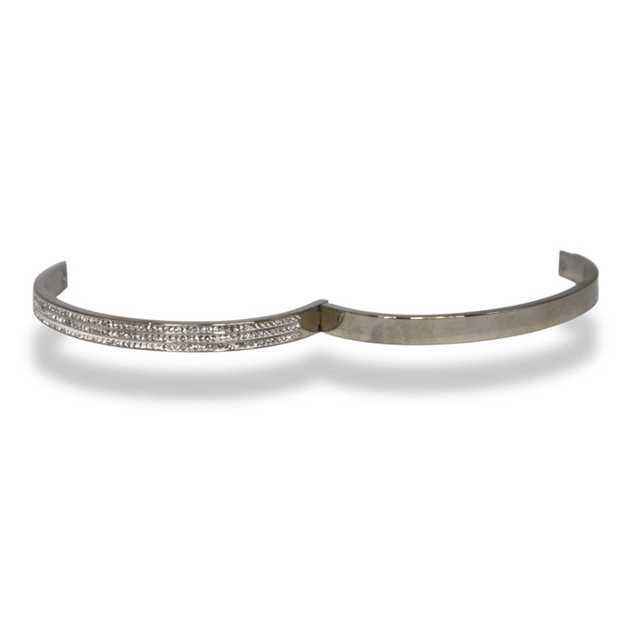 Manchette argentée à 3 lignes de zirconium – Élégance et éclat intemporel ✨