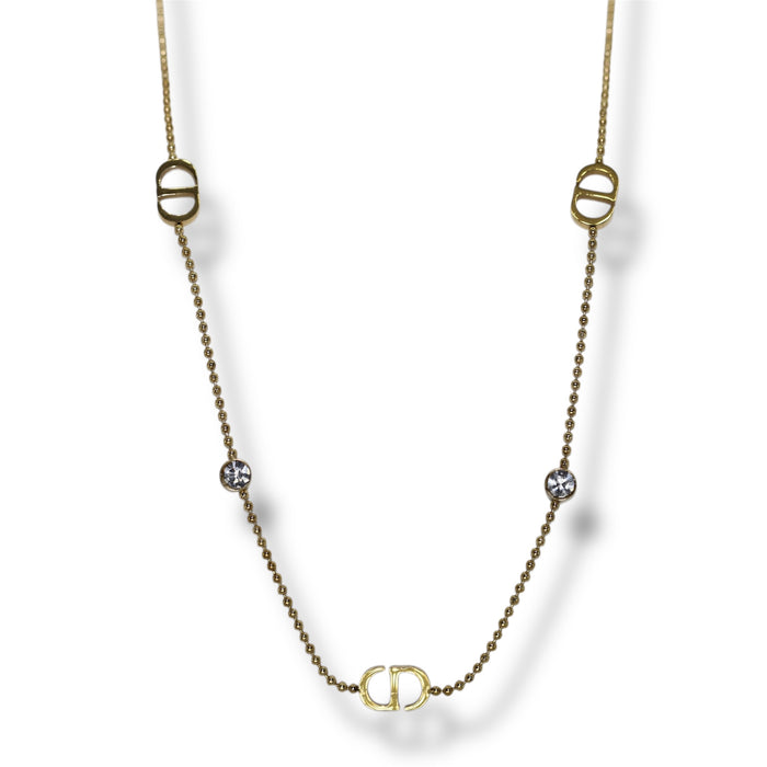 Collier billes motif CD & pierres en zirconium