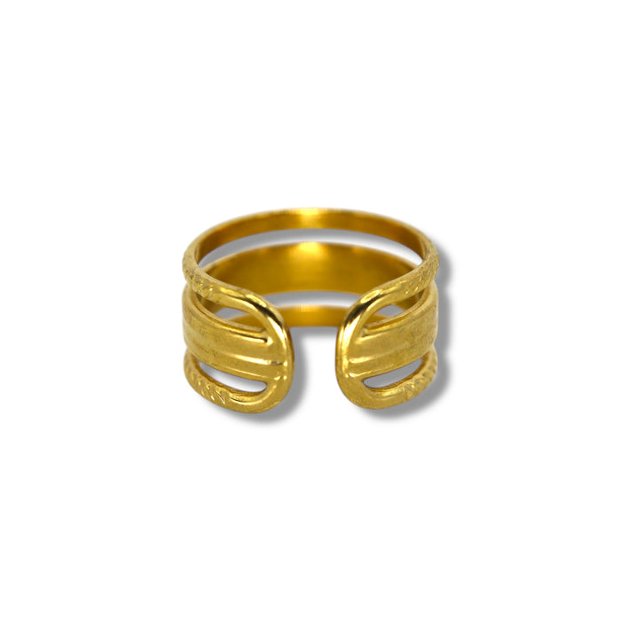 Bague dorée ajustable en acier inoxydable ✨