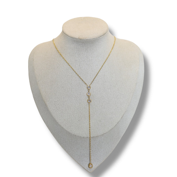 Collier sautoir doré plongeant – Zirconium ✨
