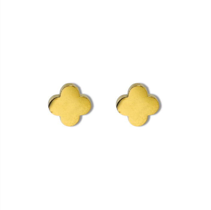 Boucles d’Oreilles Petite Puces Trèfle Doré - Acier inoxydable ✨