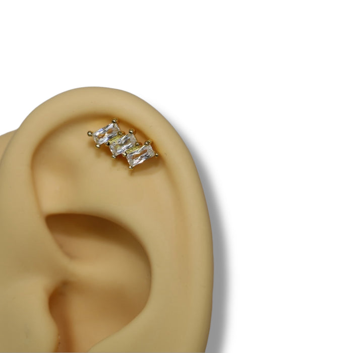 Piercing Élégance Baguette Or - Acier Inoxydable ✨