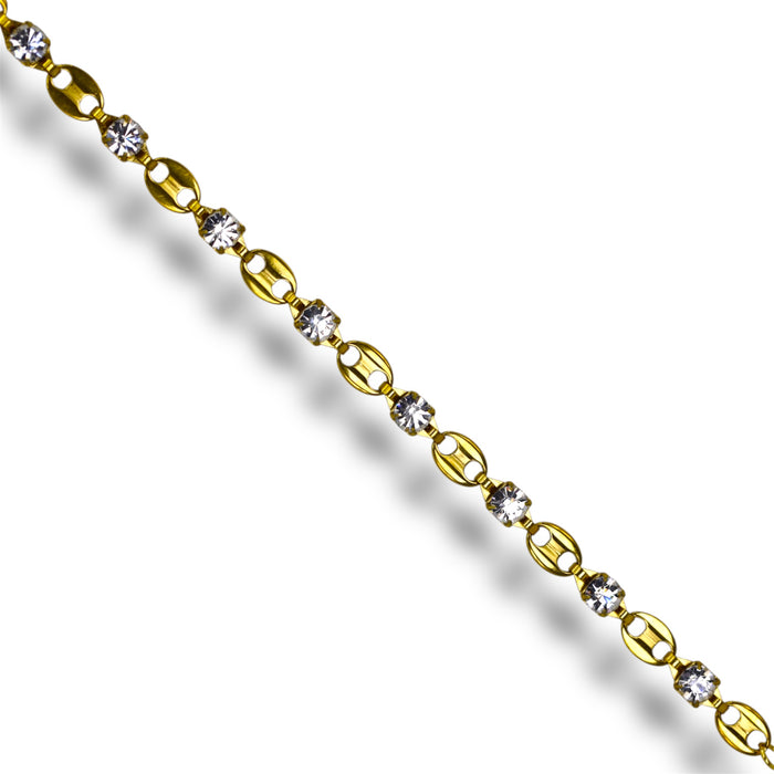 Bracelet Or chaîne graines de café & Zirconium – Acier Inoxydable ✨