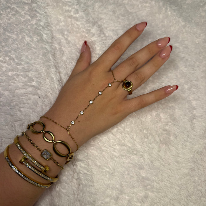 Bague dorée ajustable en acier inoxydable ✨