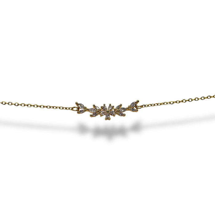 Bracelet argenté fleur en zirconium ✨