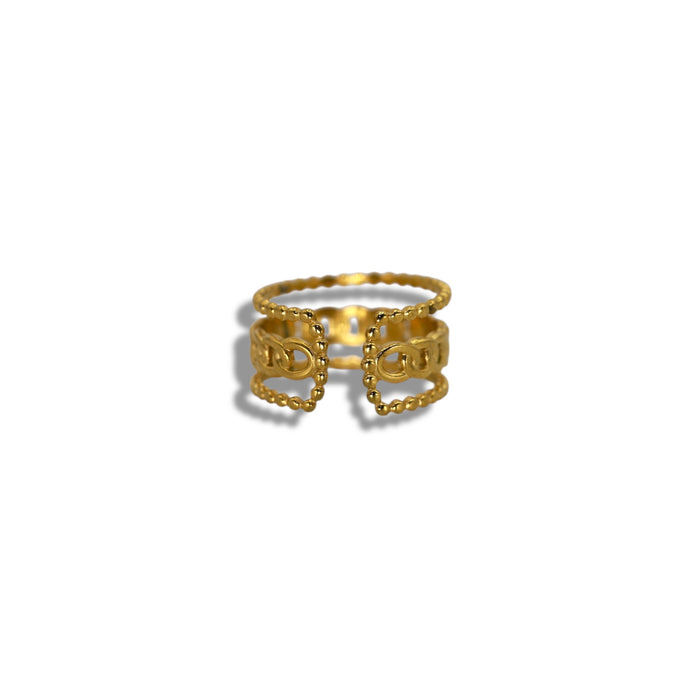 Bague dorée ajustable en acier inoxydable ✨