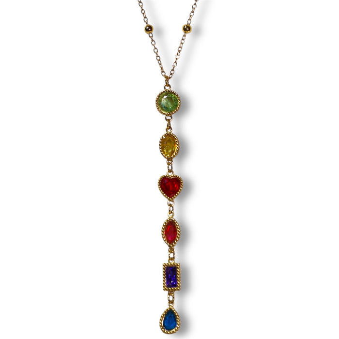 Collier Y Multicolore Doré - Acier inoxydable ✨