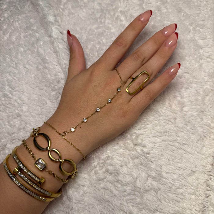 Bague dorée ajustable en acier inoxydable ✨