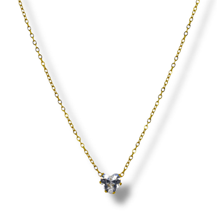 Collier Cœur Zirconium - Acier Inoxydable ✨