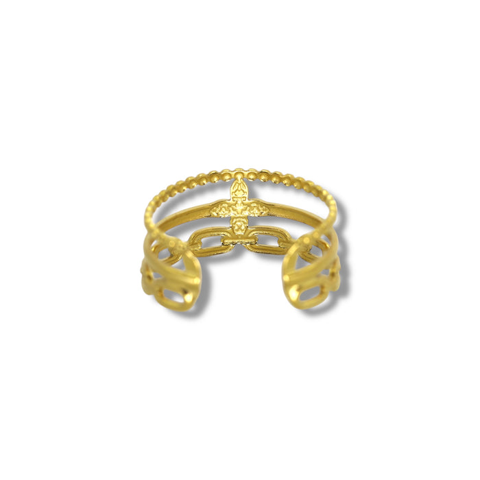 Bague dorée ajustable en acier inoxydable ✨