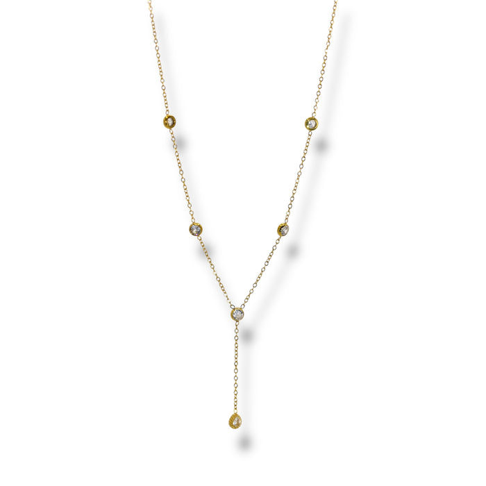 Collier sautoir doré plongeant – Zirconium délicats ✨