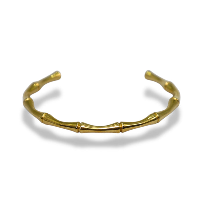 Manchette en acier inoxydable doré - Style bambou ✨