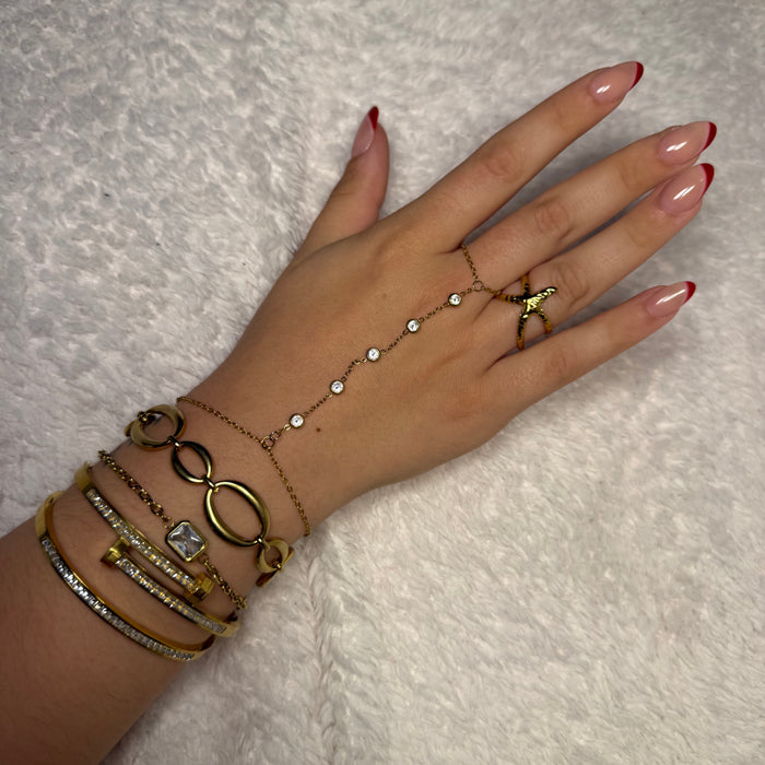 Bague dorée ajustable en acier inoxydable ✨