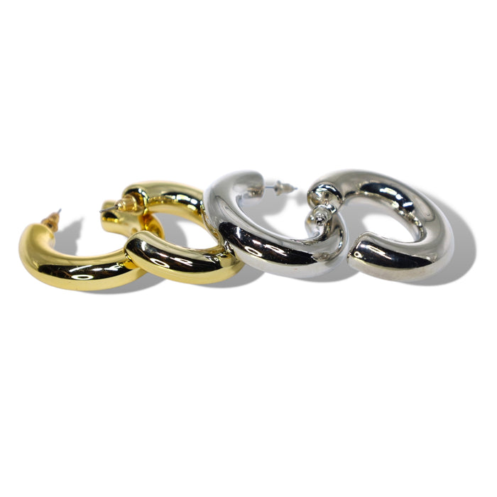 Boucles d’oreilles créoles Or - Grand modèle en acier inoxydable ✨