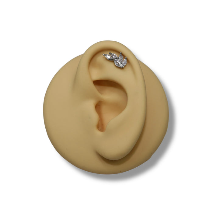 Piercing Élégance Feuillage Argent - Acier Inoxydable ✨