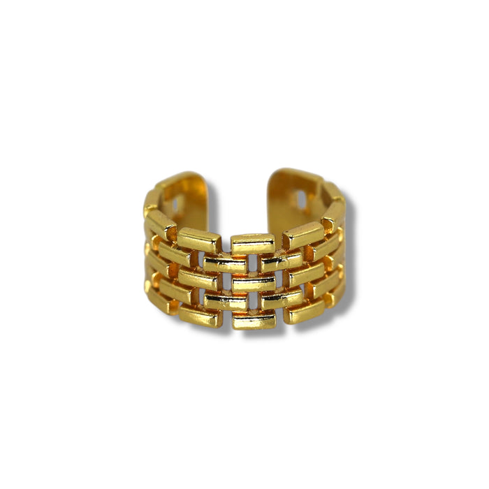 Bague dorée ajustable en acier inoxydable ✨