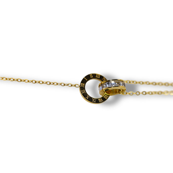 Bracelet raffiné – Anneau gravé & cercle zirconium ✨