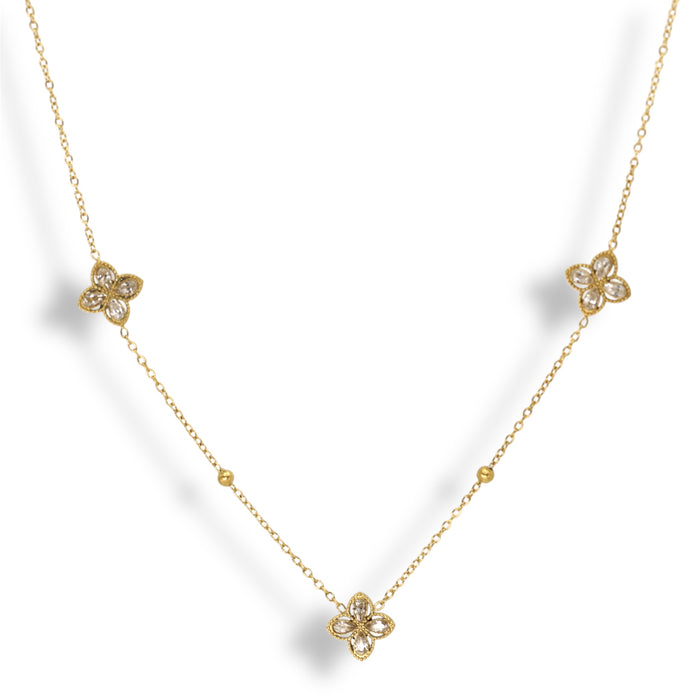 Collier en or Trois trèfles délicats - Acier Inoxydable ✨
