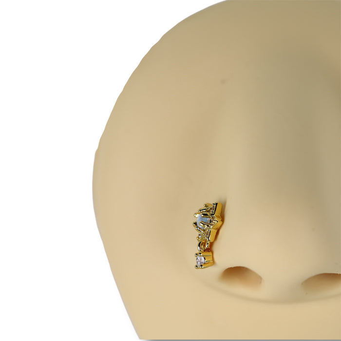 Piercing nez doré avec petit pendentif mobile - Acier Inoxydable ✨