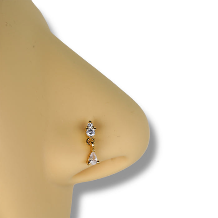 Piercing nez doré avec petit pendentif mobile - Acier Inoxydable ✨