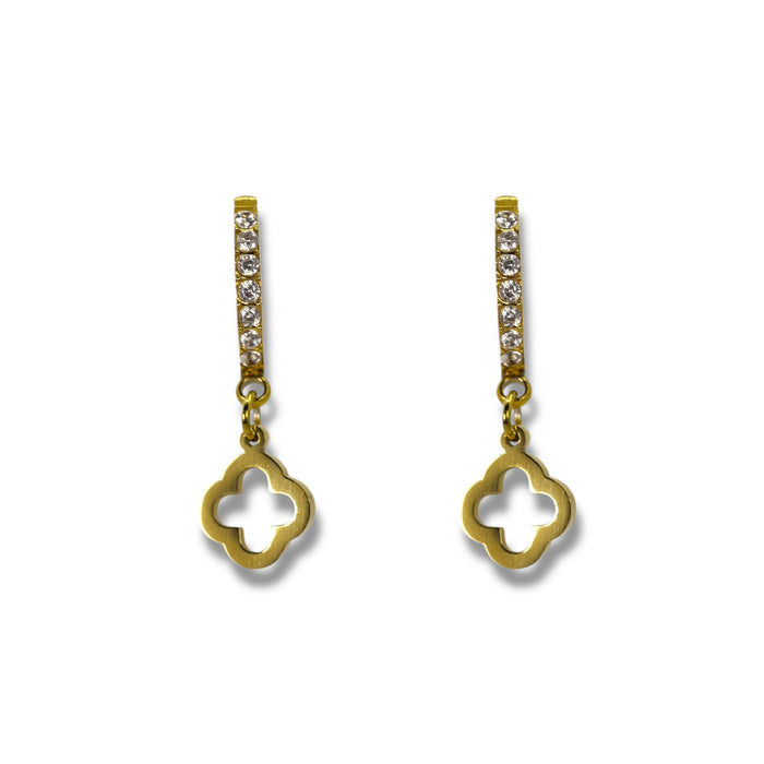 Créoles dorées serties avec pendentif - Acier Inoxydable ✨