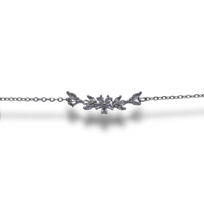 Bracelet argenté fleur en zirconium ✨