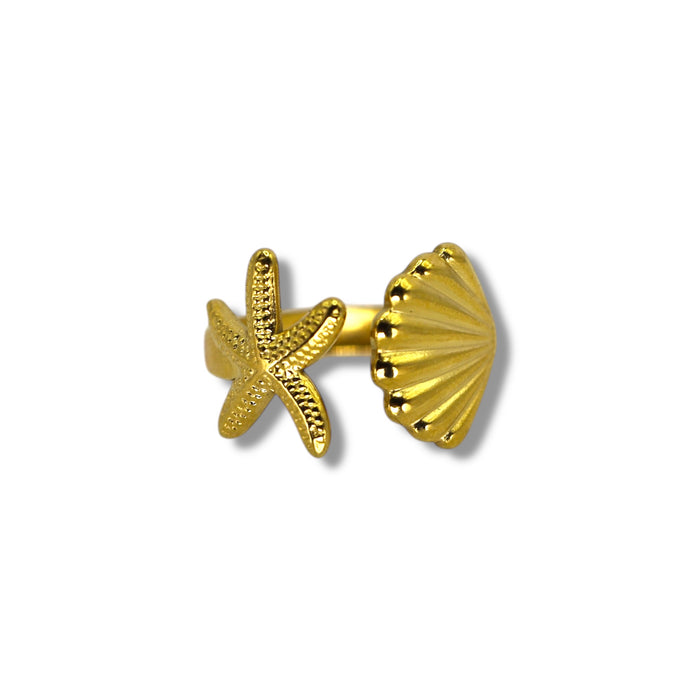 Bague dorée ajustable en acier inoxydable ✨