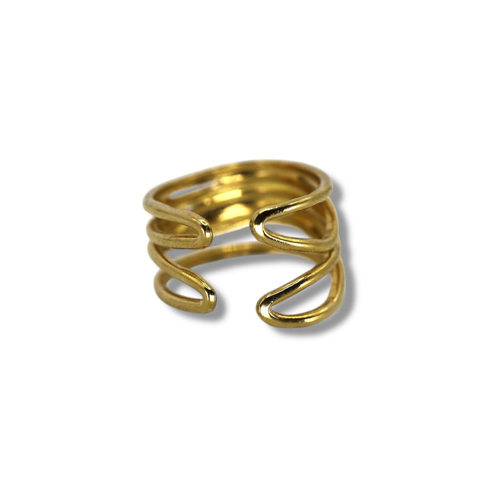 Bague dorée ajustable en acier inoxydable ✨