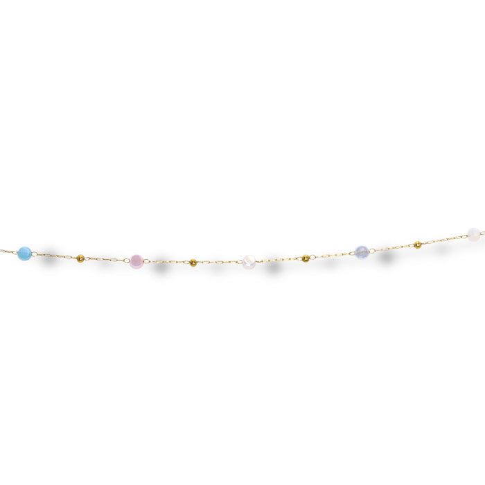 Bracelet chaîne à perles ovales pastel en acier inoxydable ✨