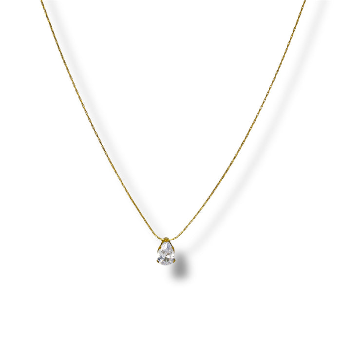 Collier or goutte en zirconium – Acier inoxydable ✨