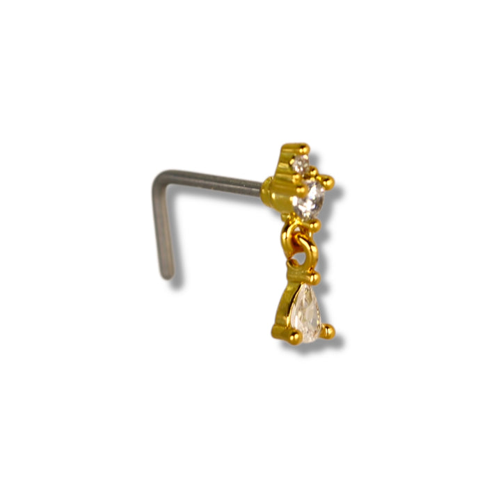 Piercing nez doré avec petit pendentif mobile - Acier Inoxydable ✨