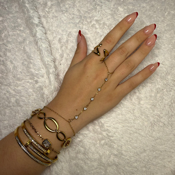 Bague dorée ajustable en acier inoxydable ✨