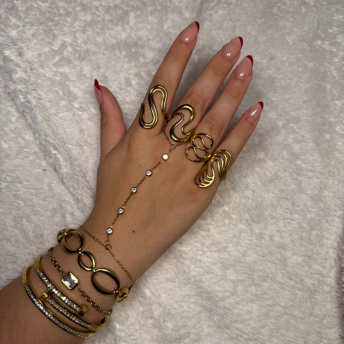 Bague dorée ajustable en acier inoxydable ✨