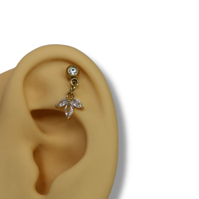 Piercing Feuille Suspendue Argent - Acier Inoxydable ✨