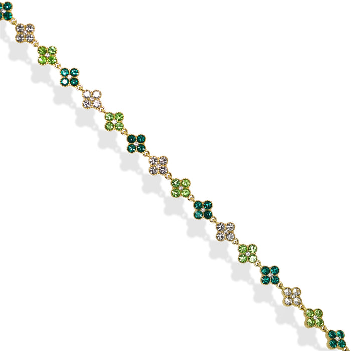 Bracelet tennis trèfle en acier inoxydable – trio vert  ✨
