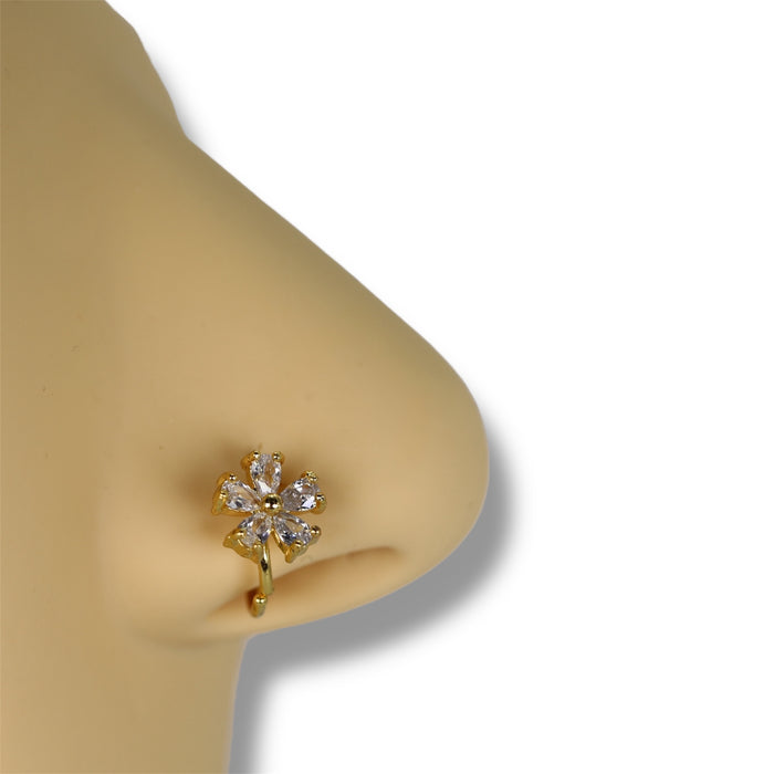 Piercing Nostril Anneau fleur en Acier Inoxydable et Pierre en Zirconium ✨