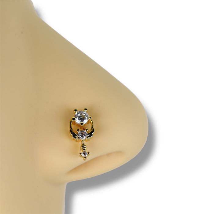 Piercing nez doré avec petit pendentif fix- Acier Inoxydable ✨