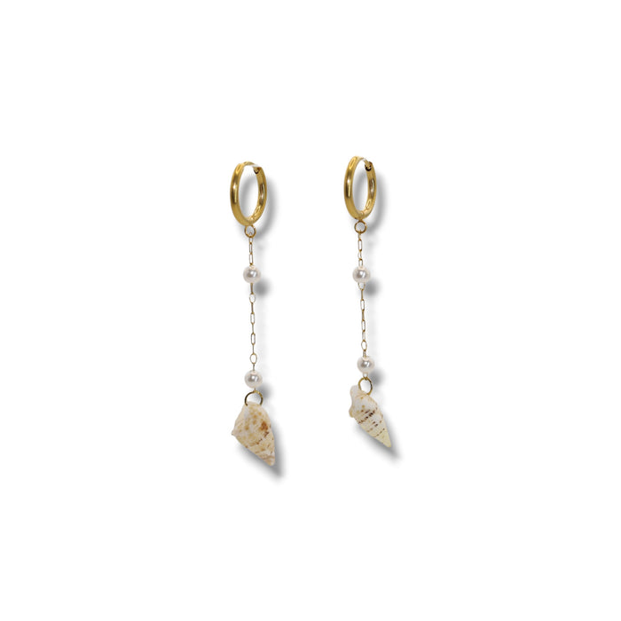 Boucles d’oreilles créoles dorées – Véritables coquillages de l’île Maurice 🇲🇺