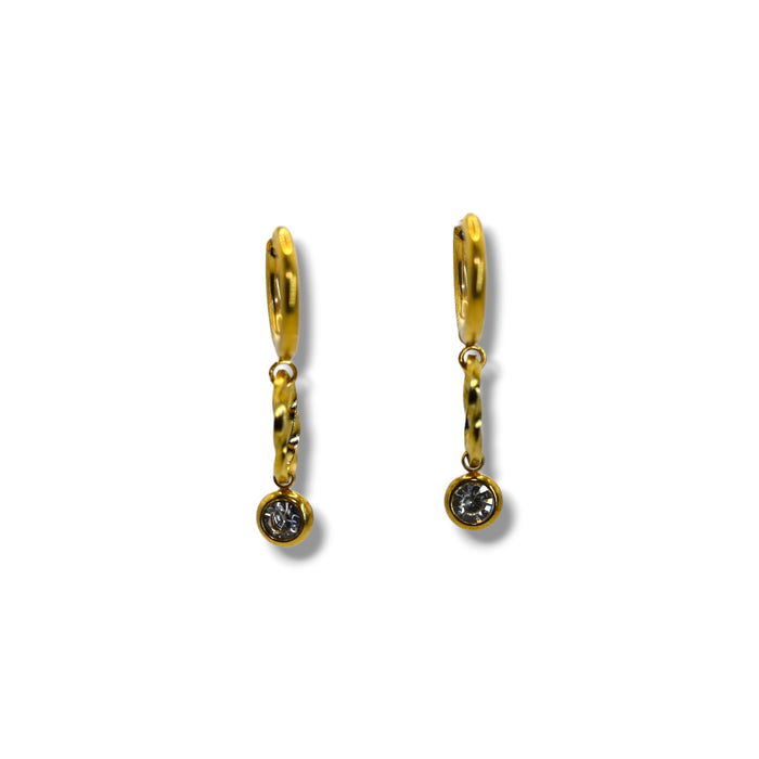 Boucles d’oreilles créoles dorées – Cristal scintillant ✨