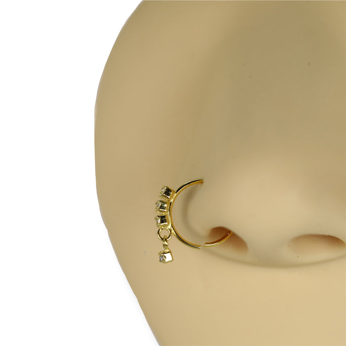 Piercing Nostril Anneau et pendentif Zirconium Or Sterling 925 ✨