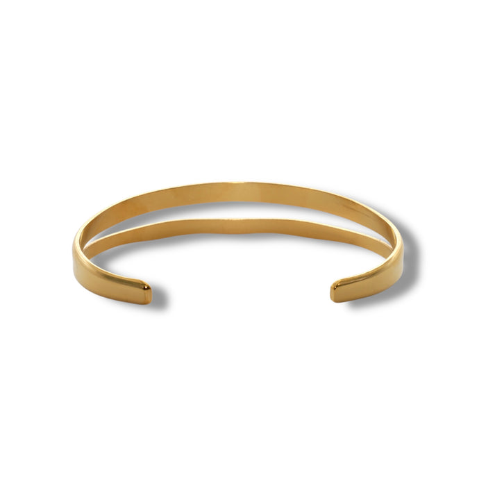 Manchette dorée ajustable – Double ligne ✨