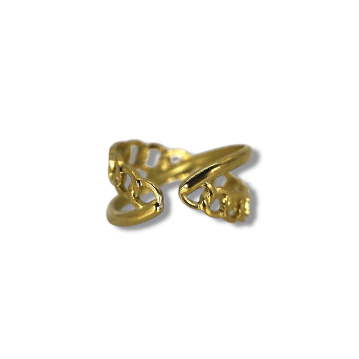 Bague dorée ajustable en acier inoxydable ✨