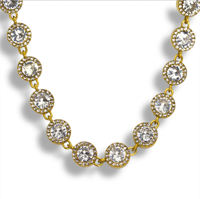 Collier Tennis Princesse Pierres Rondes - Acier Inoxydable