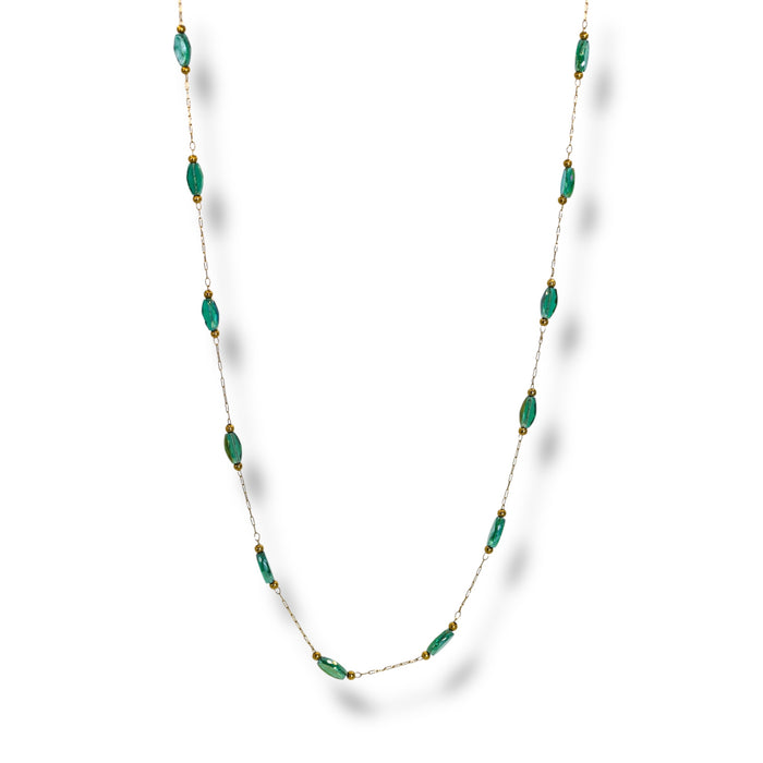 Collier artisanal fait main – Perles émeraudes ✨