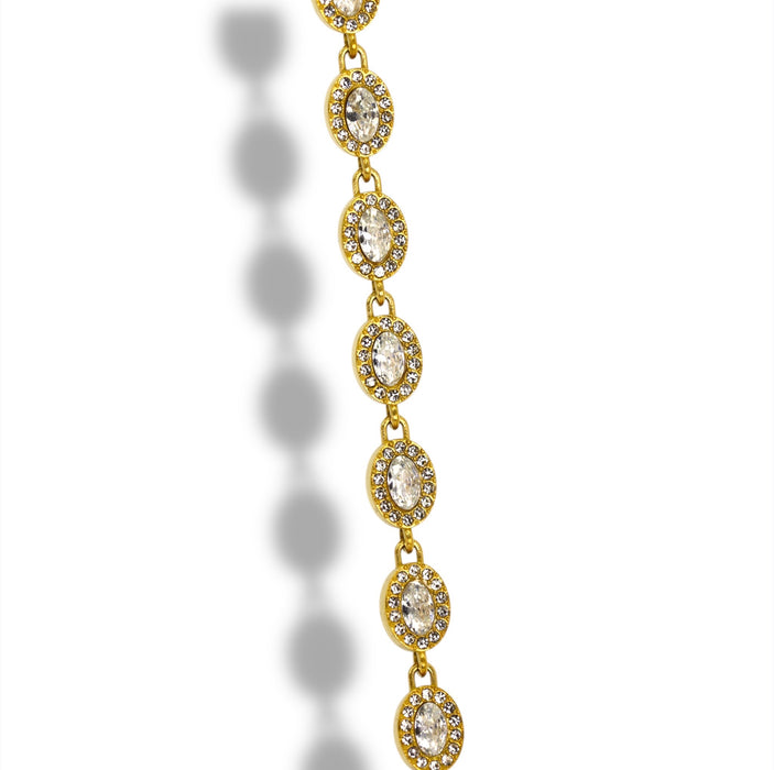 Bracelet Tennis Princesse Pierres Ovales - Acier Inoxydable