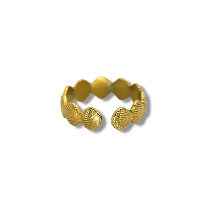 Bague dorée ajustable en acier inoxydable ✨