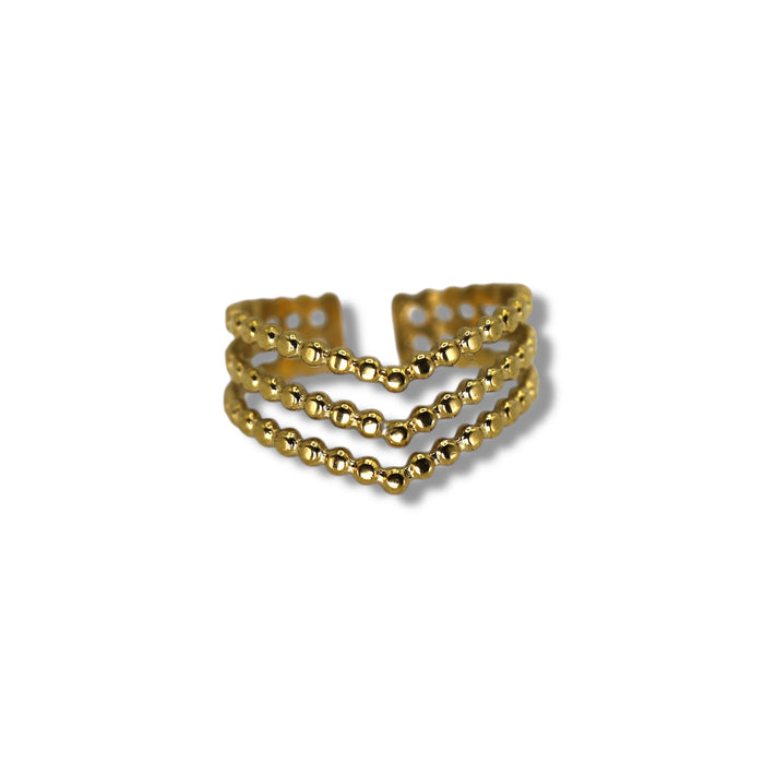 Bague dorée ajustable en acier inoxydable ✨