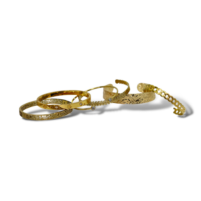 Manchette en acier inoxydable doré - Style bambou ✨