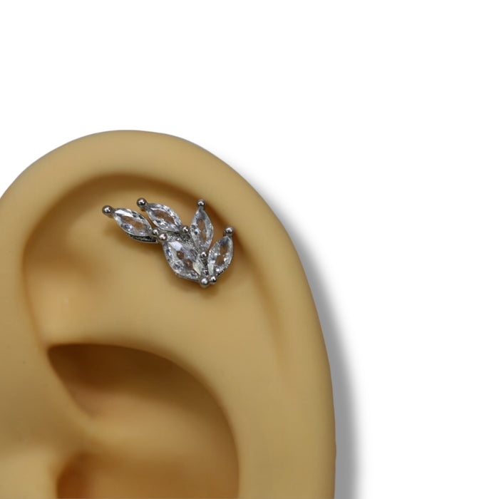 Piercing Élégance Feuillage Argent - Acier Inoxydable ✨