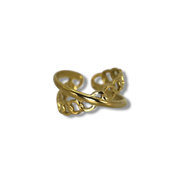 Bague dorée ajustable en acier inoxydable ✨